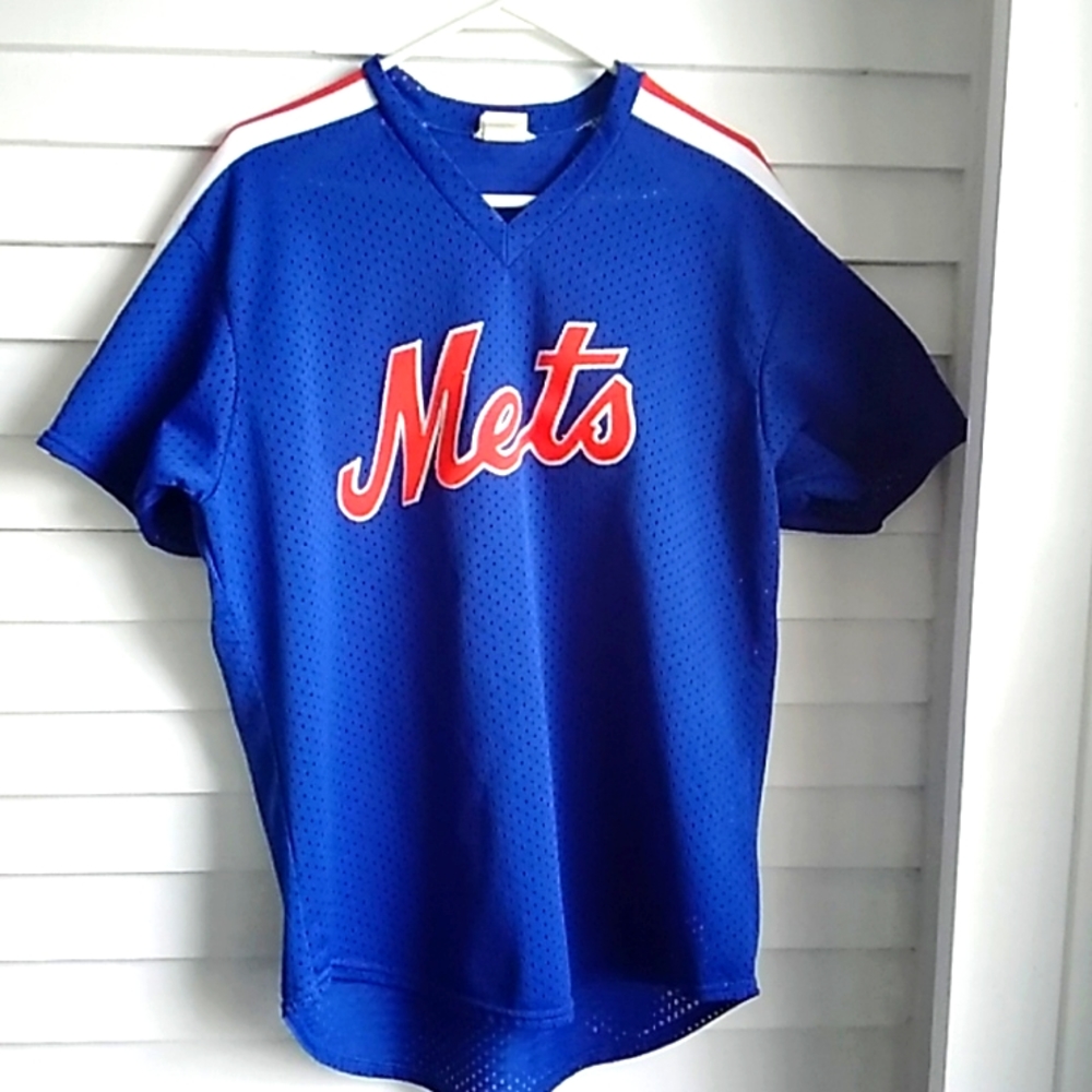Vintage 80s or 90’s New York Mets Mesh Pull Over Majestic Jersey XL